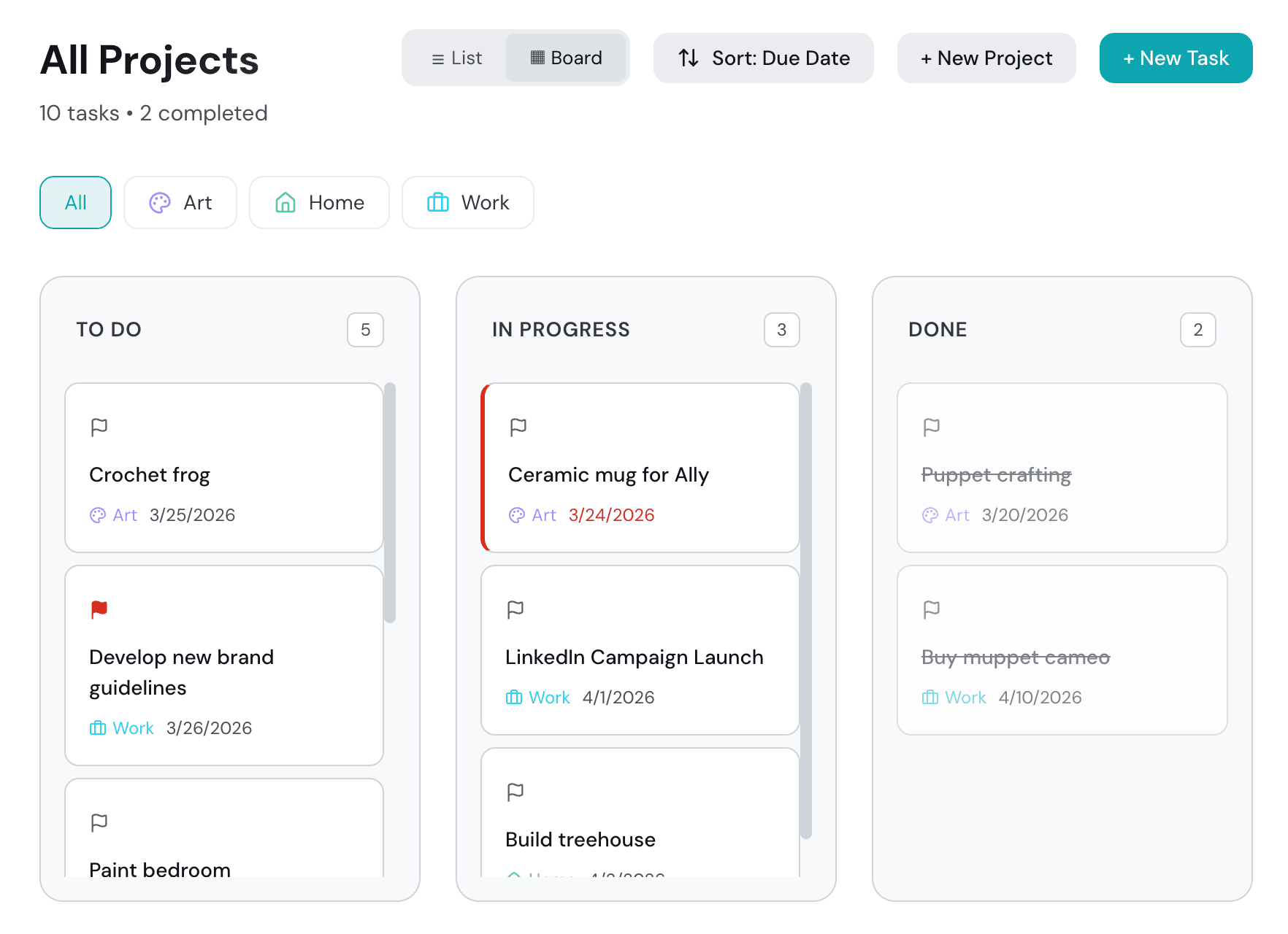 Tasks & projects screenshot